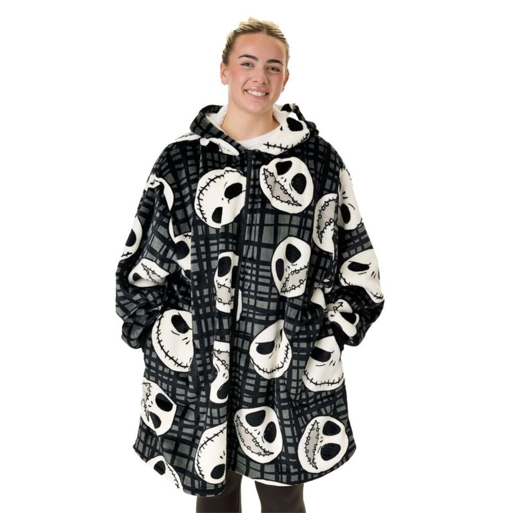 The Nightmare Before Christmas Unisex Adult Jack Skellington Blanket Hoodie / Bl